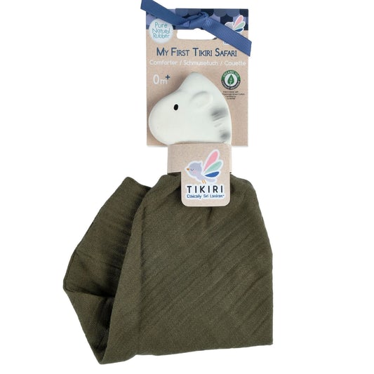 Tikiri Toys Zebra Comforter Cypress Green Muslin + Teether