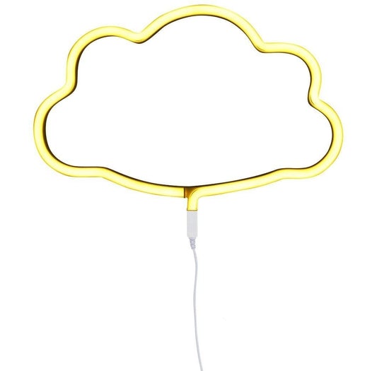 A Little Lovely Company Cloud Neon Wall Light in Yellow - UK Plug