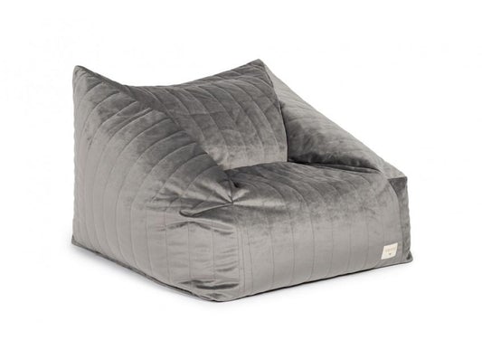 Nobodinoz Velvet Chelsea Bean Bag Chair in Slate Grey