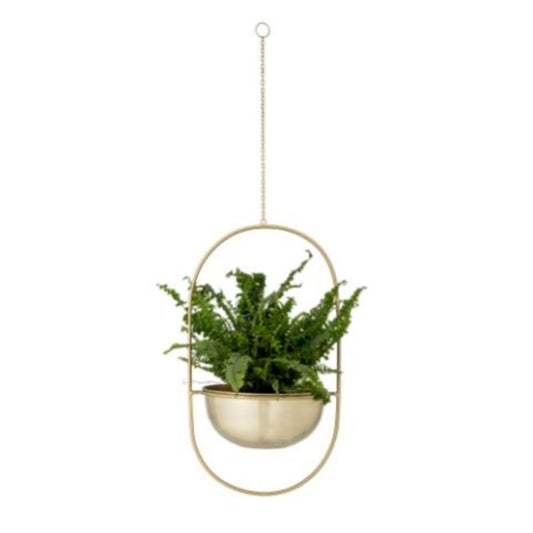 Bloomingville - Hanging Flowerpot in Gold Metal - Scandibørn