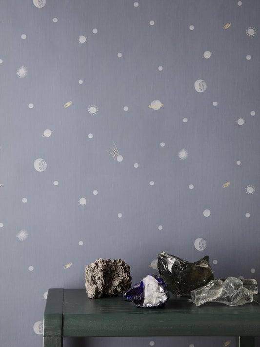 Ferm Living Half Moon Wallpaper - Dark Blue - Scandibørn