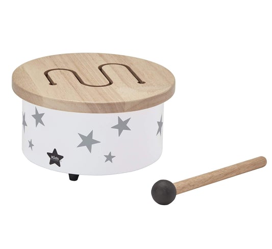 Kids Concept Wooden Mini Drum in White - Scandibørn