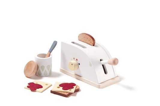 Kids Concept - Wooden Toaster Set in White - Scandibørn