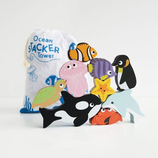 Le Toy Van Ocean Stacking Animals & Bag - Scandibørn
