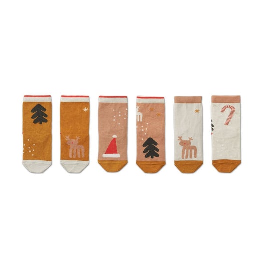 Liewood Silas Socks in Holiday Tuscany Rose Multi Mix (3 Pack) - Scandibørn