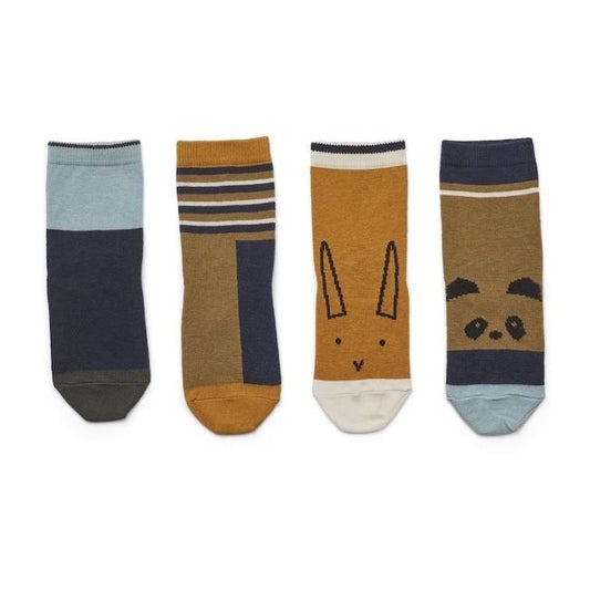 Liewood Silas Socks in Olive Green Multi Mix (4 pack) - Scandibørn