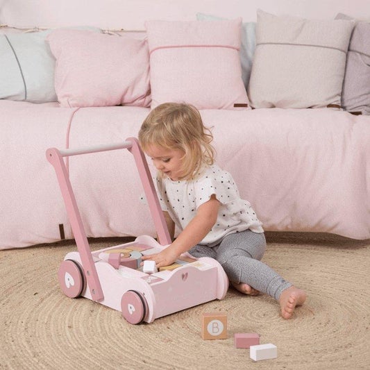 Little Dutch Baby Walker / Block Trolley in Pink - Scandibørn