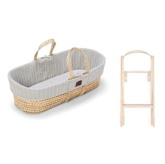 Little Green Sheep Moses Basket WITH stand BUNDLE - Dove Grey - Scandibørn