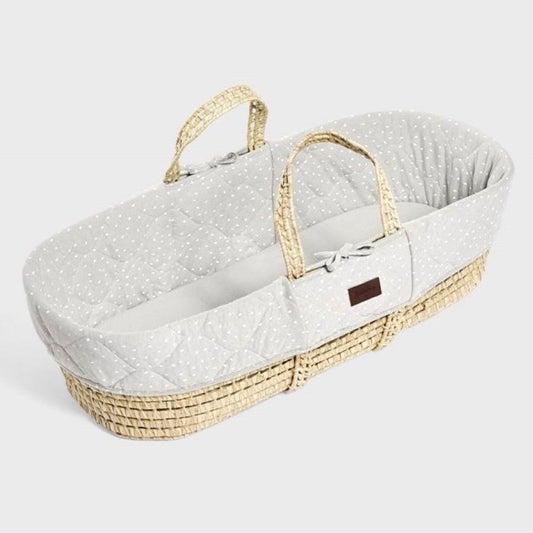 Little Green Sheep - Natural Moses Basket with Mattress in Printed Dove - Scandibørn