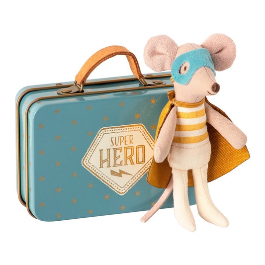 Maileg Superhero Mouse in Suitcase