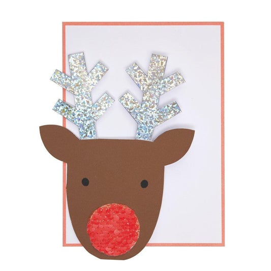 Meri Meri Sequin Nose Reindeer Card - Scandibørn