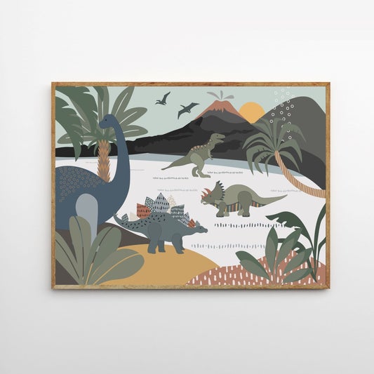 Munks and Me - Dinosaur and Friends Art Print - Scandibørn