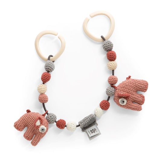 Sebra Crochet Pram Chain Fanto the Elephant - Blossom Pink