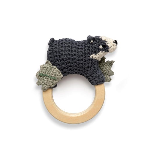 Sebra Crochet Rattle - Shadow the Badger