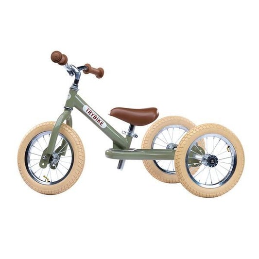 Trybike Steel 2 in 1 Balance Bike / Trike - Vintage Green - Scandibørn